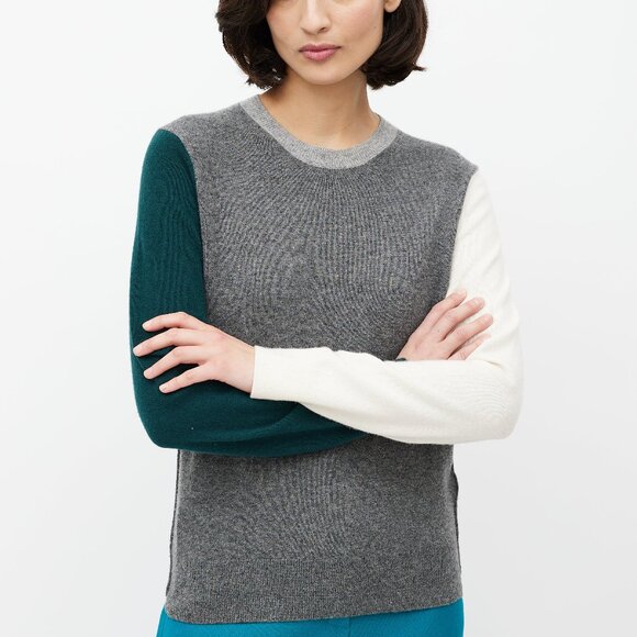 Celine Grey & Multicolour Wool Colourblock Sweater - Picture 1 of 7